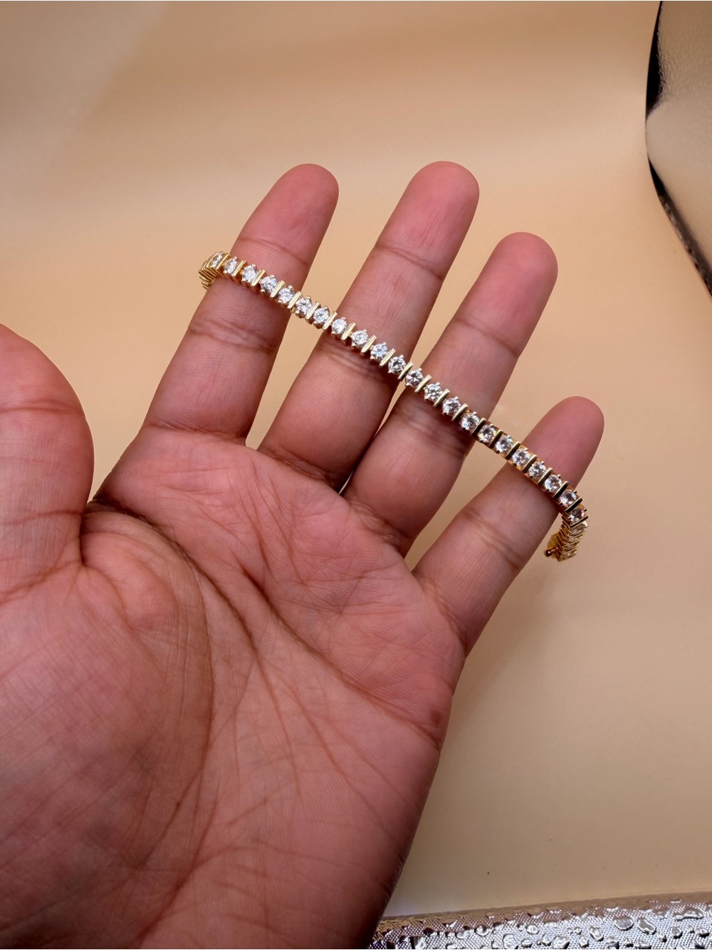 925 Sterling Silver Cz Tennis Bracelet 7”.